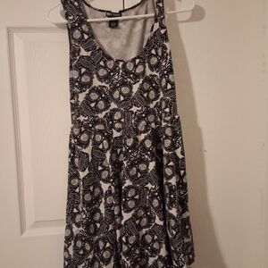 Hot Topic Black & White Patterned Tank Mini Dress